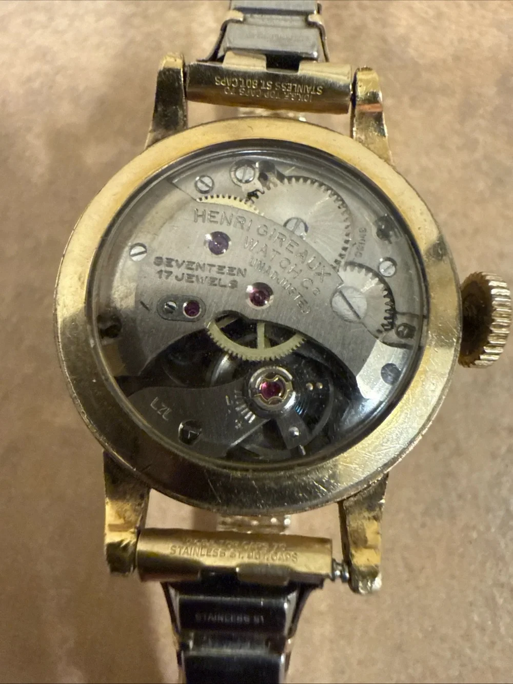 VINTAGE ERNEST BOREL KALEIDOSCOPE LADIES E WATCH=RUN